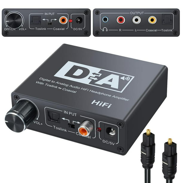 Analog to Digital Audio Converter Adapter,R/L RCA Analog Audio to Digital Optical Coaxial Spdif decoder with Headphone Spdif,Coaxial Port 